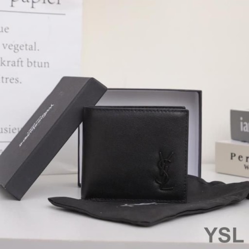 Yves Saint Laurent Beag Bídeach Monogram Thoir/Thiar Sparán Leathair I Réidh Dubh
