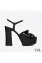 Yves Saint Laurent Candy Ardán Sandals I Leathar Paitinne le Bow Knot Dubh