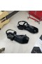 Yves Saint Laurent Cassandra Sandals Maol le Toehold Lúb I Leathar Paitinne Dubh
