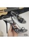 Yves Saint Laurent Cassandra Sandals I Python Leathar Dubh