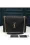 Yves Saint Laurent Mór Clúdach Slabhra Mála Measctha Grained Matelasse Leathar Dubh/Óir
