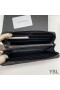 Yves Saint Laurent Mór Monogram Zip Timpeall Sparán I Grained Matelasse Leathar Dubh