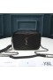 Yves Saint Laurent Mion Lou Mála Ceamara I Textured Matelasse Leathar Dubh/Silver