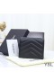 Yves Saint Laurent Monogram Flap Cás Cárta I Grained Matelasse Leathar Dubh/Silver
