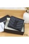 Yves Saint Laurent Monogram Flap Cás Cárta I Grained Matelasse Leathar Dubh