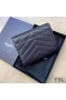 Yves Saint Laurent Monogram Trifold Cás Cárta I Grained Matelasse Leathar Dubh/Óir
