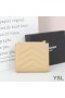 Yves Saint Laurent Monogram Zipped Bifold Card Case In Grained Matelasse Leather Apricot/Gold