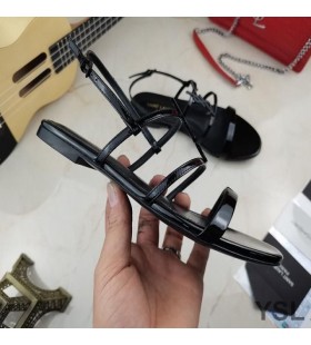 Yves Saint Laurent Cassandra Sandals Maol Le Cúig-Straps I Leathar Paitinne Dubh