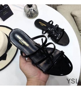 Yves Saint Laurent Cassandra Sleamhnáin I Leathar Paitinne Dubh