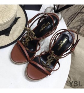 Yves Saint Laurent Cassandra Ding Espadrilles a I Leathar le Pailme Lógó Burgúine