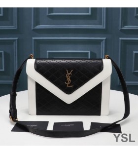 Yves Saint Laurent Gaby Satchel In Quilted Lambskin Black/White