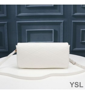 Yves Saint Laurent Kate 99 Slabhra Mála I Diamond-Cuilteáilte Lambskin Bán/Óir