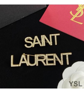 Yves Saint Laurent Lógó Bracelet atá Leagtha I Miotail agus Criostail Óir