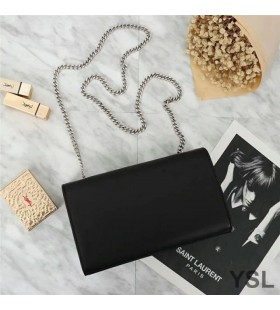 Yves Saint Laurent Meánach Kate Slabhra Mála I Leathar Dubh/Silver