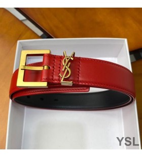 Yves Saint Laurent Monogram Caol Crios Le Cearnach Buckle I Nappa Leathar Red/Gold