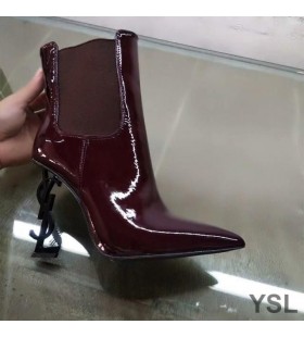 Yves Saint Laurent Opyum Booties I Leathar Paitinne Dubh le Súil Burgúine