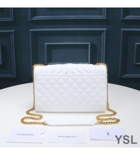 Yves Saint Laurent Beaga ClÃºdach Slabhra MÃ¡la Measctha Grained Matelasse Leathar BÃ¡n/Ã“ir