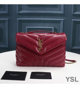 Yves Saint Laurent Beaga Loulou Slabhra Mála I Y Matelasse Leathar Red/Gold