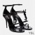 Yves Saint Laurent Cassandra 100 Sandals Paitinne Leathar Dubh le Lógó Dubh