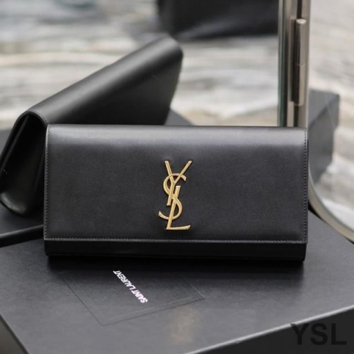 Yves Saint Laurent Kate Clutch In Pelle Liscia Nero/Oro