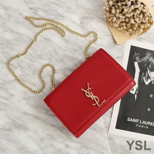 Yves Saint Laurent Media Kate Chain Bag In Pelle Rosso/Oro
