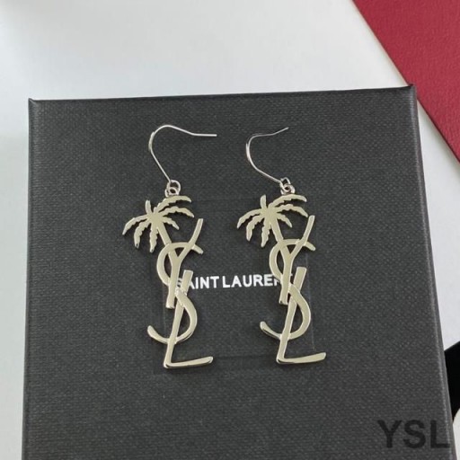 Yves Saint Laurent Opyum Orecchini A Pendente In Palma Di Metallo Argento