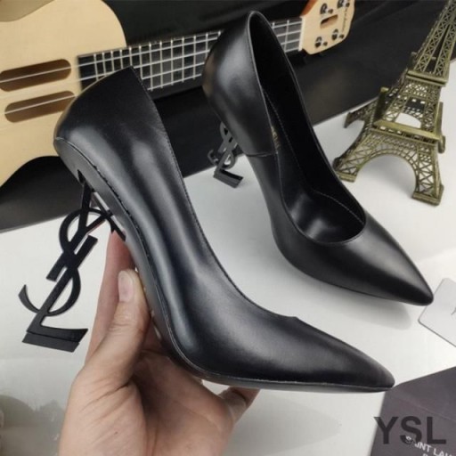 Yves Saint Laurent Opyum Pompe In Pelle Liscia Nera con Tacco Nero