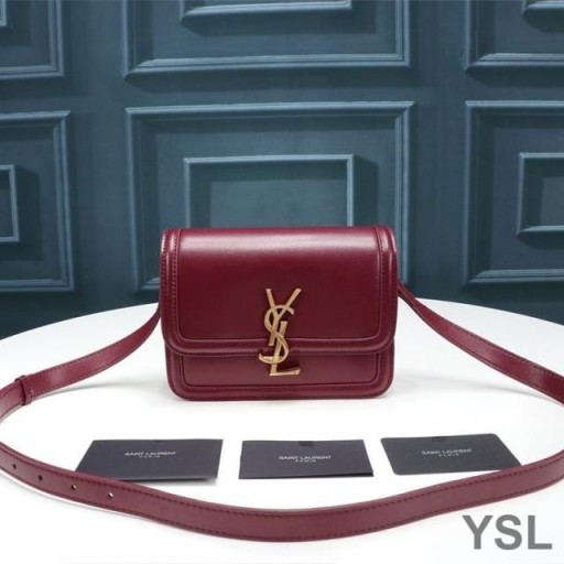Yves Saint Laurent Piccolo Solferino Satchel In Scatola In Pelle Bordeaux/Oro