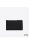 Yves Saint Laurent Frammenti Zip Bifold Portafoglio In Grana In Pelle Matelasse Nero/Argento