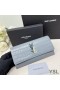 Yves Saint Laurent Grande Cassandra Decostruire Bifold Portafoglio In Coccodrillo Goffrato Pelle Blu Cielo