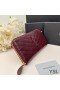 Yves Saint Laurent Grande Cassandra Zip Intorno Portafoglio In Stropicciato Matelasse In Pelle Bordeaux