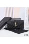 Yves Saint Laurent Grande Busta Flap Wallet In Misto Granulare Matelasse Leather Nero/Oro