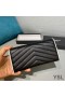 Yves Saint Laurent Grande Monogram Flap Wallet In Grana Matelasse Leather Nero/Bianco
