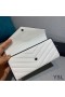 Yves Saint Laurent Grande Monogram Flap Wallet In Grana Matelasse Leather Bianco/Nero