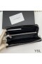 Yves Saint Laurent Grande Monogramma Zip Intorno Portafoglio In Grana In Pelle Matelasse Nero/Argento