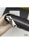 Yves Saint Laurent Grande Monogramma Zip Intorno Portafoglio In Grana In Pelle Matelasse Nero/Argento