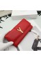 Yves Saint Laurent Y Grandi-Ligne Flap Wallet In Pelle A Grana Rosso/Oro