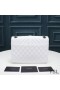 Yves Saint Laurent Media Busta Catena Sacchetto In Misto Granulare Matelasse Leather Bianco/Argento