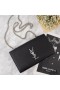 Yves Saint Laurent Media Kate Catena Di Borsa In Pelle A Grana Nero/Argento