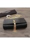 Yves Saint Laurent Media Kate Catena Borsa con Fiocco In Coccodrillo Goffrato Pelle Lucida Nero/Oro
