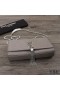 Yves Saint Laurent Media Kate Catena Borsa con Fiocco In Coccodrillo Goffrato Pelle Lucida Grigio/Argento