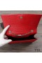 Yves Saint Laurent Media Kate Catena Borsa con Fiocco In Coccodrillo Goffrato Pelle Lucida Rosso/Argento