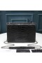 Yves Saint Laurent Media Tramonto Della Catena Di Borsa In Coccodrillo Goffrato Pelle Nero/Argento