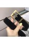 Yves Saint Laurent Monogram Cintura Con Fibbia Quadrata In Pelle Scamosciata Nero/Oro