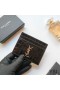 Yves Saint Laurent Monogram Card Case In Coccodrillo Goffrato Pelle Nero/Argento