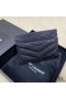 Yves Saint Laurent Monogram Card Case In Grana In Pelle Matelasse Nero/Argento
