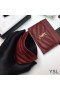 Yves Saint Laurent Monogram Card Case In Grana Matelasse Leather Bordeaux/Argento
