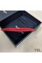 Yves Saint Laurent Monogram Card Case In Grana In Pelle Matelasse Rosso/Argento