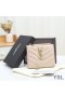 Yves Saint Laurent Monogram Zip Bifold Carta Di Caso In Grana Matelasse In Pelle Rosa/Oro
