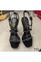 Yves Saint Laurent Opyum Sandali In Raso e Strass Oro Con Tacco Nero